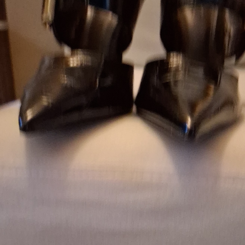 SCHUTZ Black Heels with Gold Accent - Picture 6 of 7